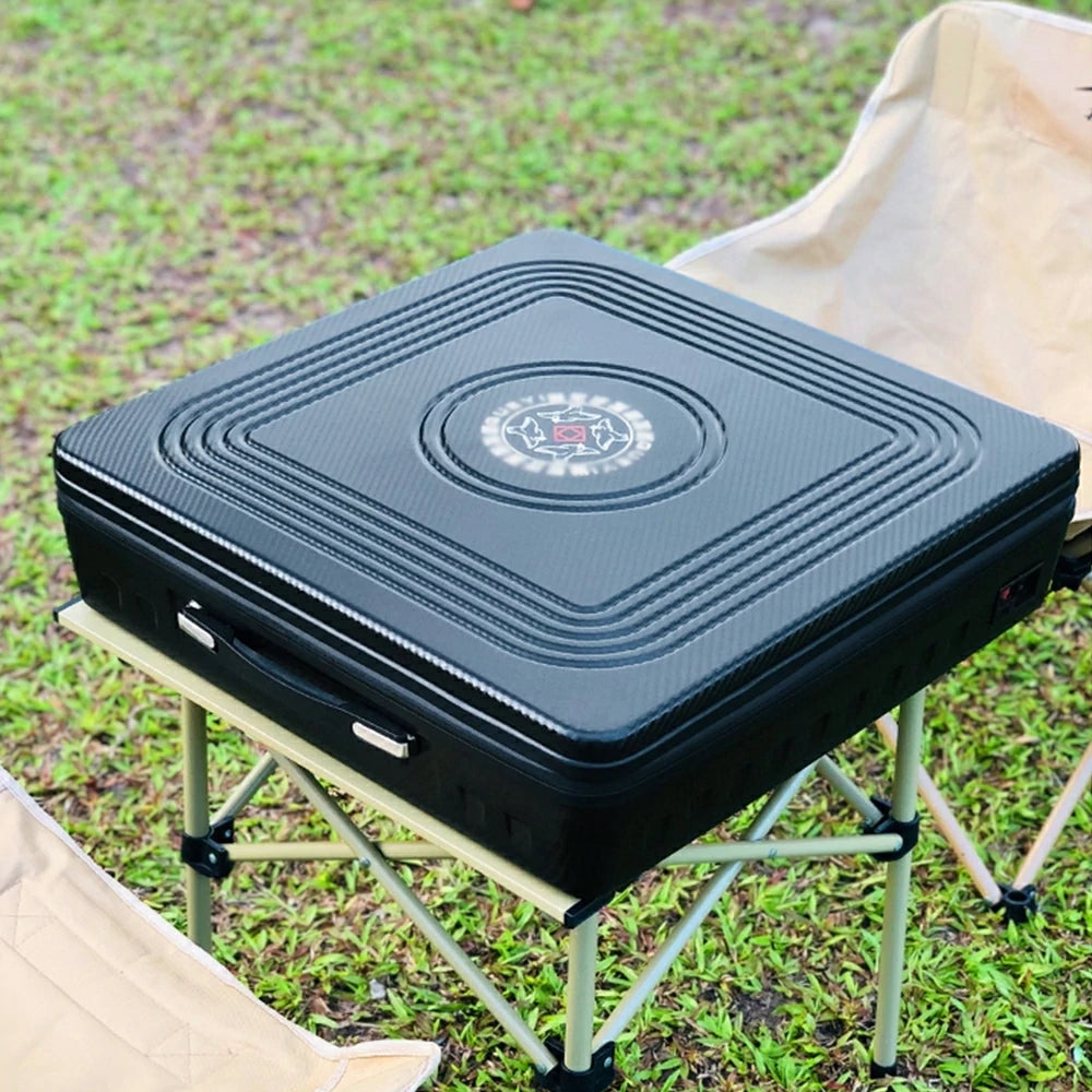 HEXJON ST Portable Hand-Carried Automatic Mahjong Table Perfect for Travel and Outdoor Fun - Black