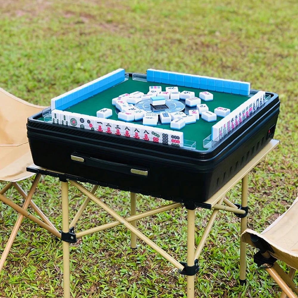 HEXJON ST Portable Hand-Carried Automatic Mahjong Table Perfect for Travel and Outdoor Fun - Black