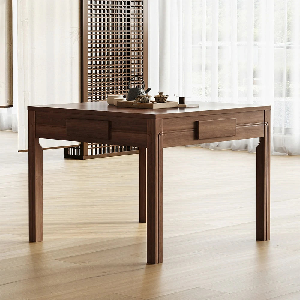 HEXJON 96 x 96 cm Asian Style Automatic Mahjong Table, Low Noise Design, Solid Wood Frame, Elegant and Durable