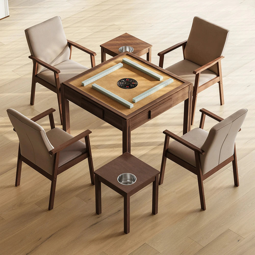 HEXJON 96 x 96 cm Asian Style Automatic Mahjong Table, Low Noise Design, Solid Wood Frame, Elegant and Durable