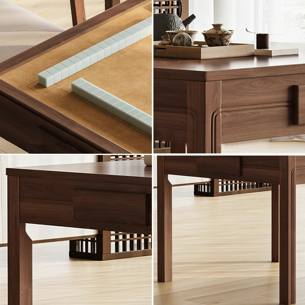 HEXJON 96 x 96 cm Asian Style Automatic Mahjong Table, Low Noise Design, Solid Wood Frame, Elegant and Durable