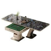 HEXJON 1.6m Modern Mahjong Dining Table - Elegant Stone Surface, Dual-Use Convertible Design - Blue