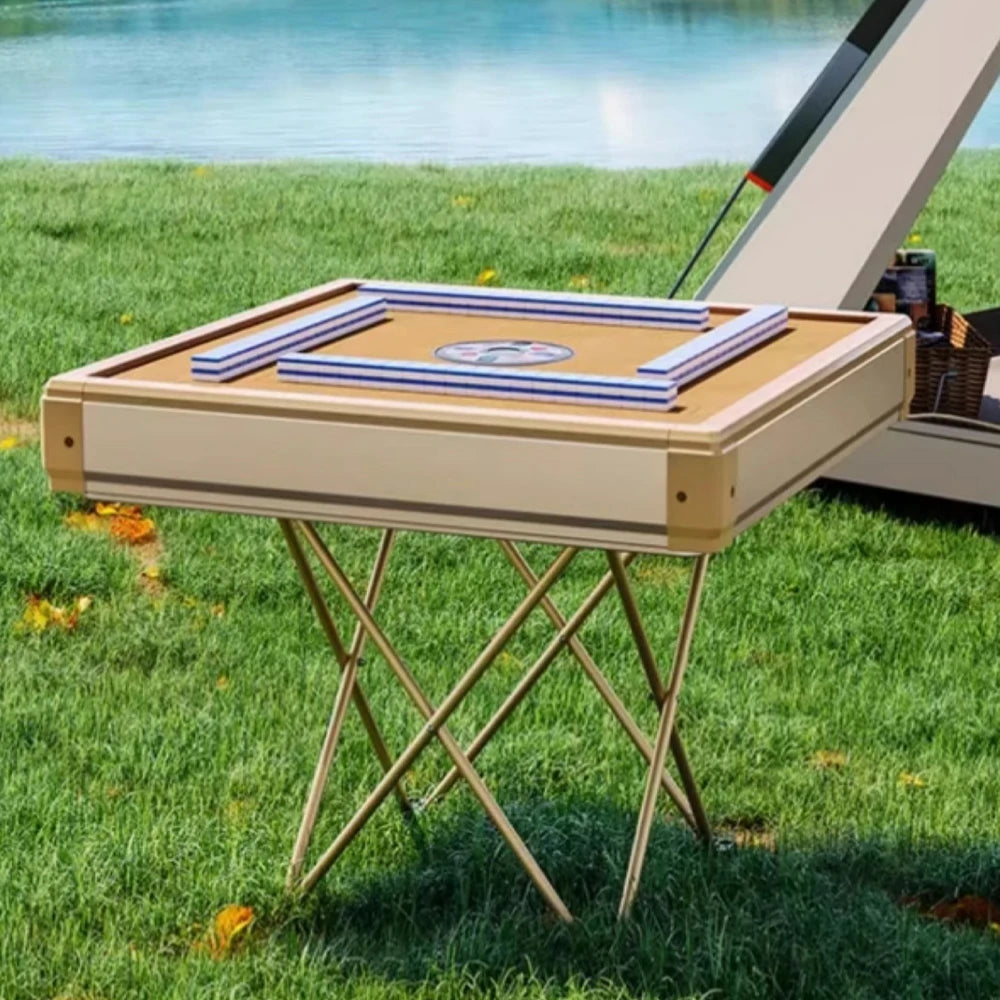 HEXJON 80 x 80 cm Foldable Automatic Mahjong Table with Spinner Luggage Case, Portable Travel Design, Durable Frame