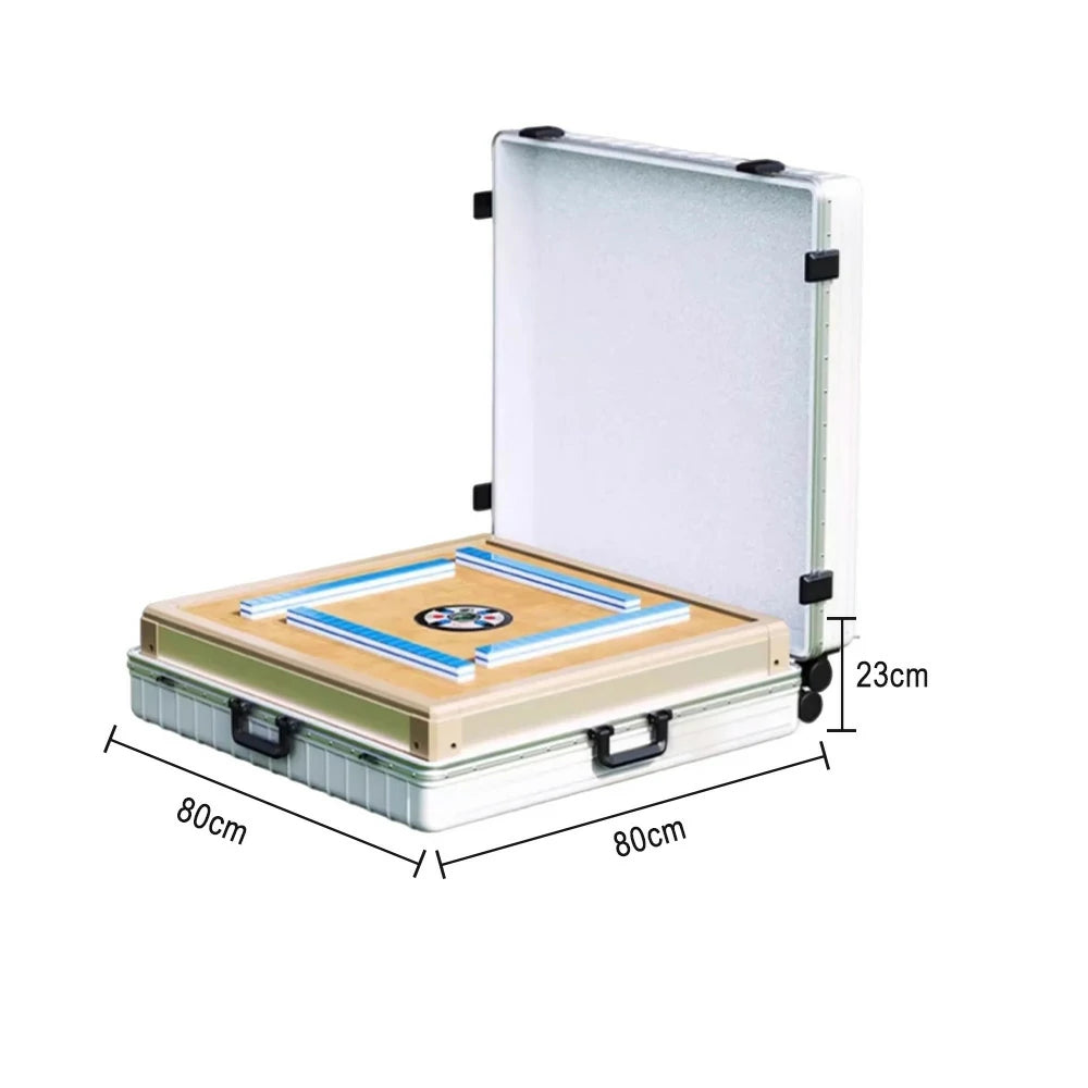 HEXJON 80 x 80 cm Foldable Automatic Mahjong Table with Spinner Luggage Case, Portable Travel Design, Durable Frame