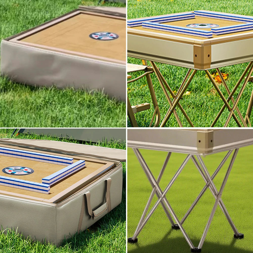 HEXJON 76.5 x 76.5 cm Foldable Automatic Mahjong Table with Oxford Cloth Travel Case, Portable Design, Durable Frame