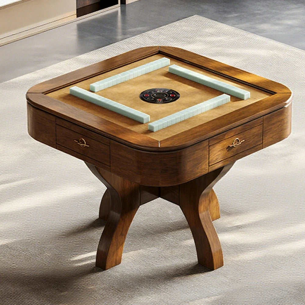 HEXJON 100 x 100 cm Asian Style Automatic Mahjong Table, Low Noise Design, Solid Wood Frame, Elegant and Durable