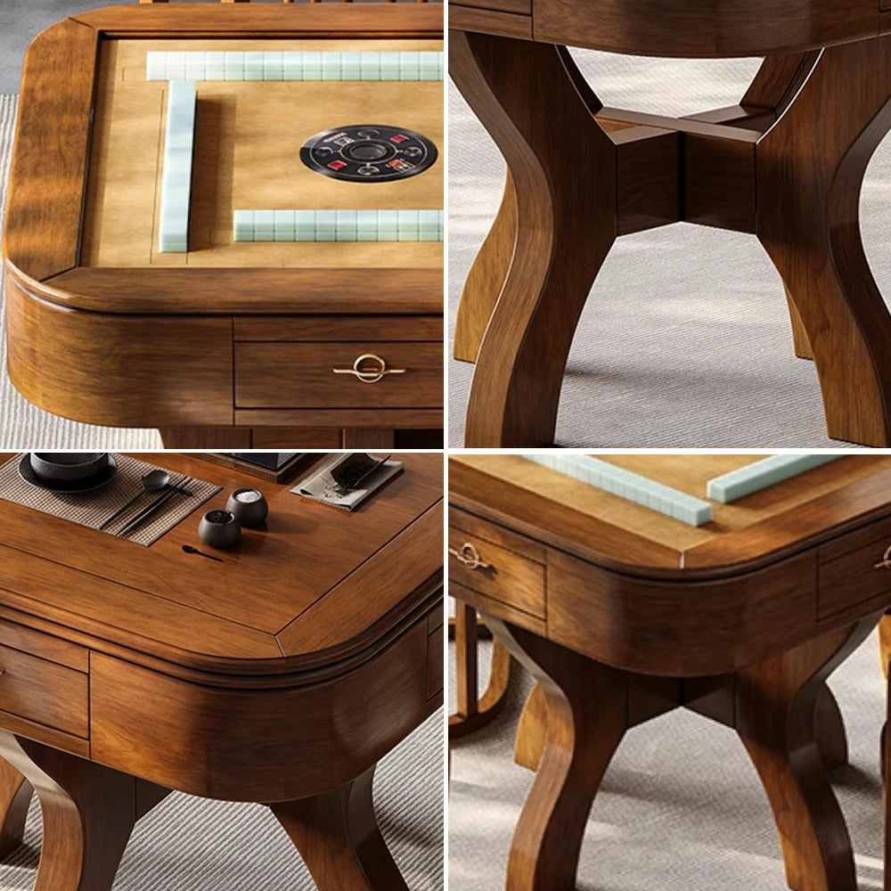 HEXJON 100 x 100 cm Asian Style Automatic Mahjong Table, Low Noise Design, Solid Wood Frame, Elegant and Durable