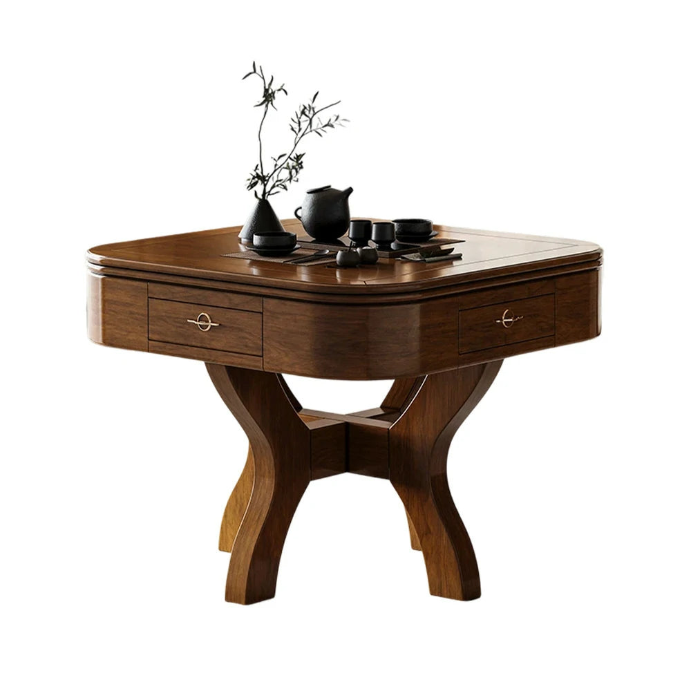 HEXJON 100 x 100 cm Asian Style Automatic Mahjong Table, Low Noise Design, Solid Wood Frame, Elegant and Durable