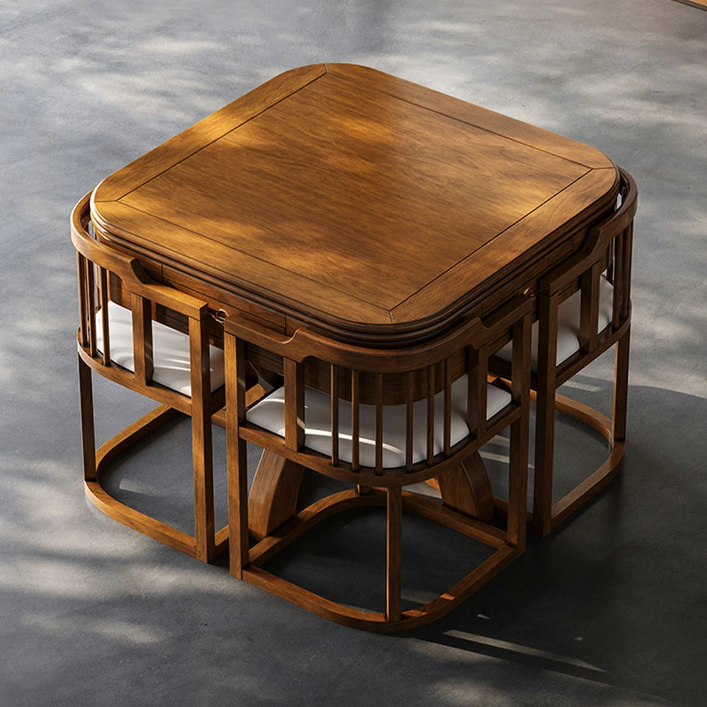 HEXJON 100 x 100 cm Asian Style Automatic Mahjong Table, Low Noise Design, Solid Wood Frame, Elegant and Durable