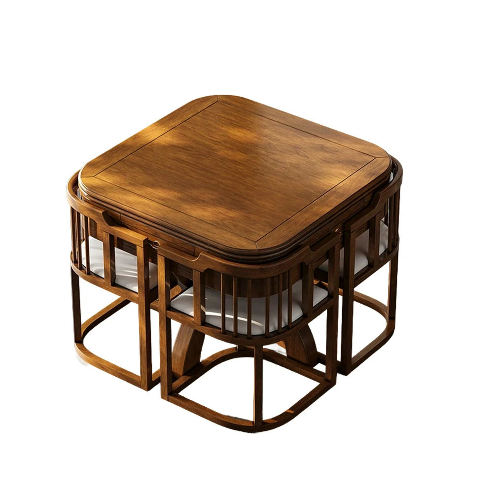 HEXJON 100 x 100 cm Asian Style Automatic Mahjong Table, Low Noise Design, Solid Wood Frame, Elegant and Durable