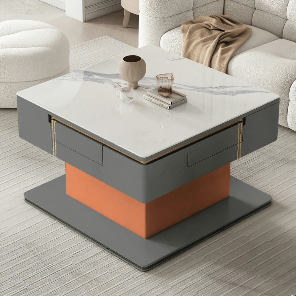 HEXJON Lift-Top Automatic Mahjong Table - Modern Convertible Design with Storage Drawers - Grey