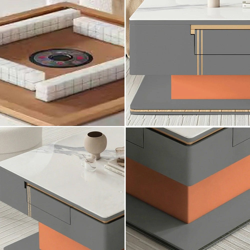 HEXJON Lift-Top Automatic Mahjong Table - Modern Convertible Design with Storage Drawers - Grey