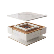 HEXJON Lift-Top Automatic Mahjong Table - Modern Convertible Design with Storage Drawers - White