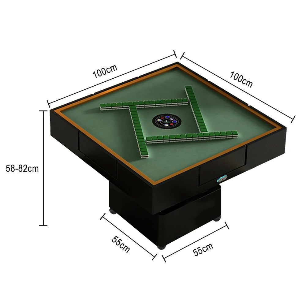 HEXJON Extendable Lift-Top Automatic Mahjong Dining Table – 140-220CM Convertible Island Design with Storage - White & Black