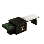 HEXJON Extendable Lift-Top Automatic Mahjong Dining Table – 140-220CM Convertible Island Design with Storage - White & Black