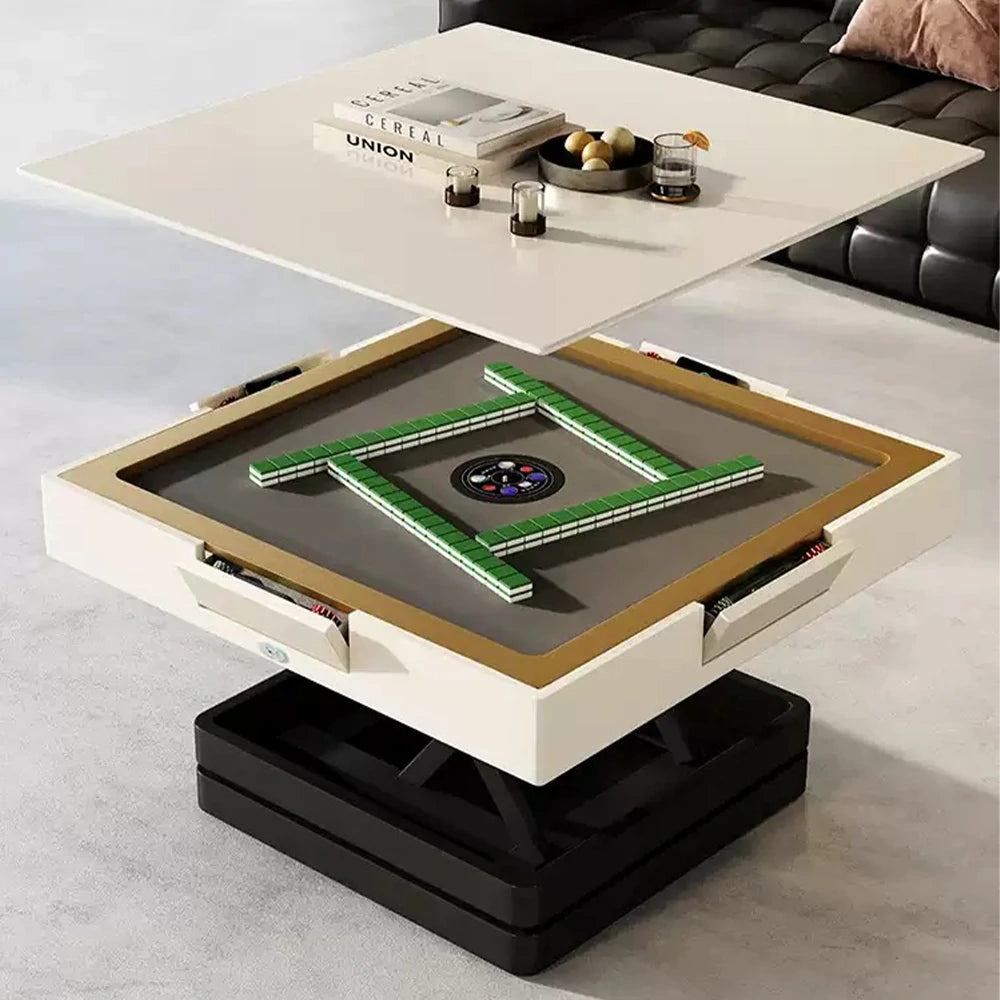 HEXJON 100cm Automatic Mahjong Table/Dining Table/Coffee Table Height Adjustable - Black&White