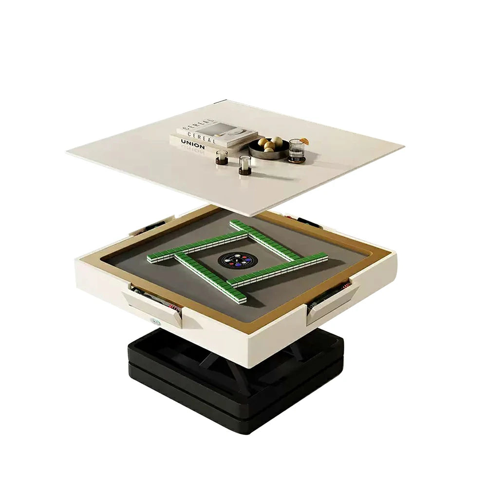 HEXJON 100cm Automatic Mahjong Table/Dining Table/Coffee Table Height Adjustable - Black&White