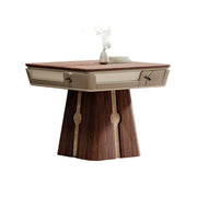 HEXJON 107cm Automatic Mahjong Table - Solid Wood Texture Finish,Velvet Surface,Convertible Dining & Mahjong Modes - Brown