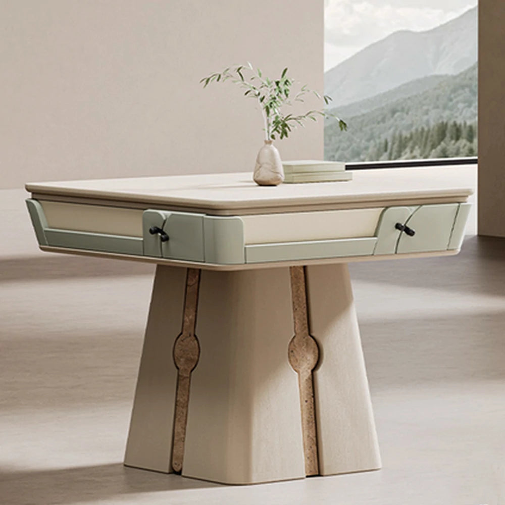 HEXJON 107cm Automatic Mahjong Table - Solid Wood Texture Finish,Velvet Surface,Convertible Dining & Mahjong Modes - Green