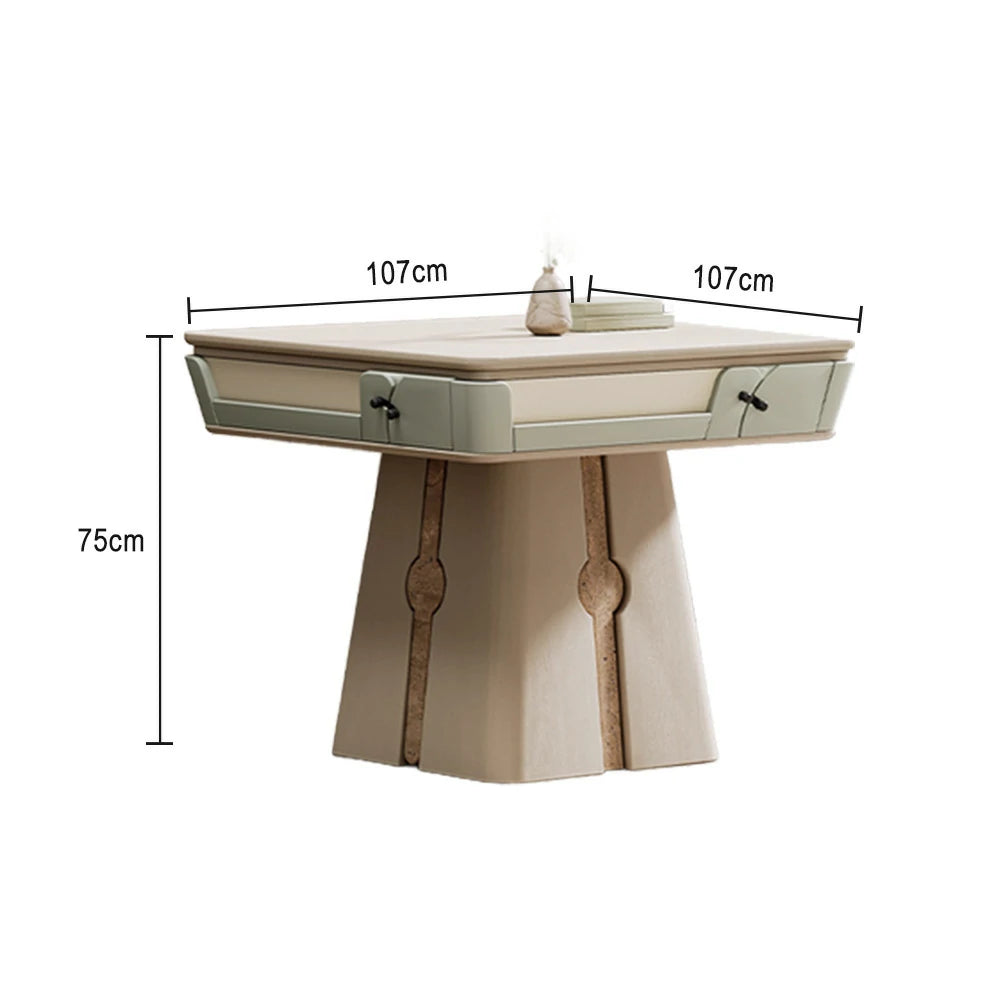 HEXJON 107cm Automatic Mahjong Table - Solid Wood Texture Finish,Velvet Surface,Convertible Dining & Mahjong Modes - Green