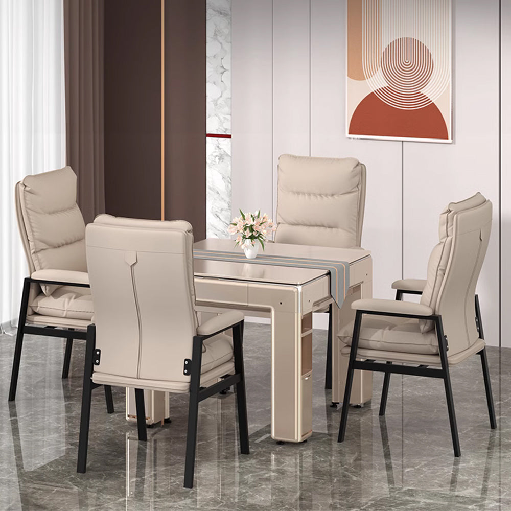 HEXJON 4-Piece Chairs Set for Mahjong Table Metal Legs - Champagne