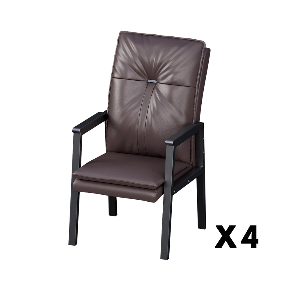 HEXJON Luxurious Matching 4-Piece Chairs Set for Mahjong Table Carbon Steel Legs - Coffee