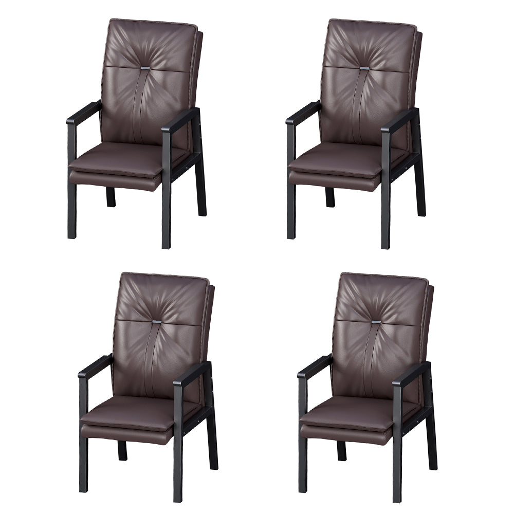 HEXJON Luxurious Matching 4-Piece Chairs Set for Mahjong Table Carbon Steel Legs - Coffee