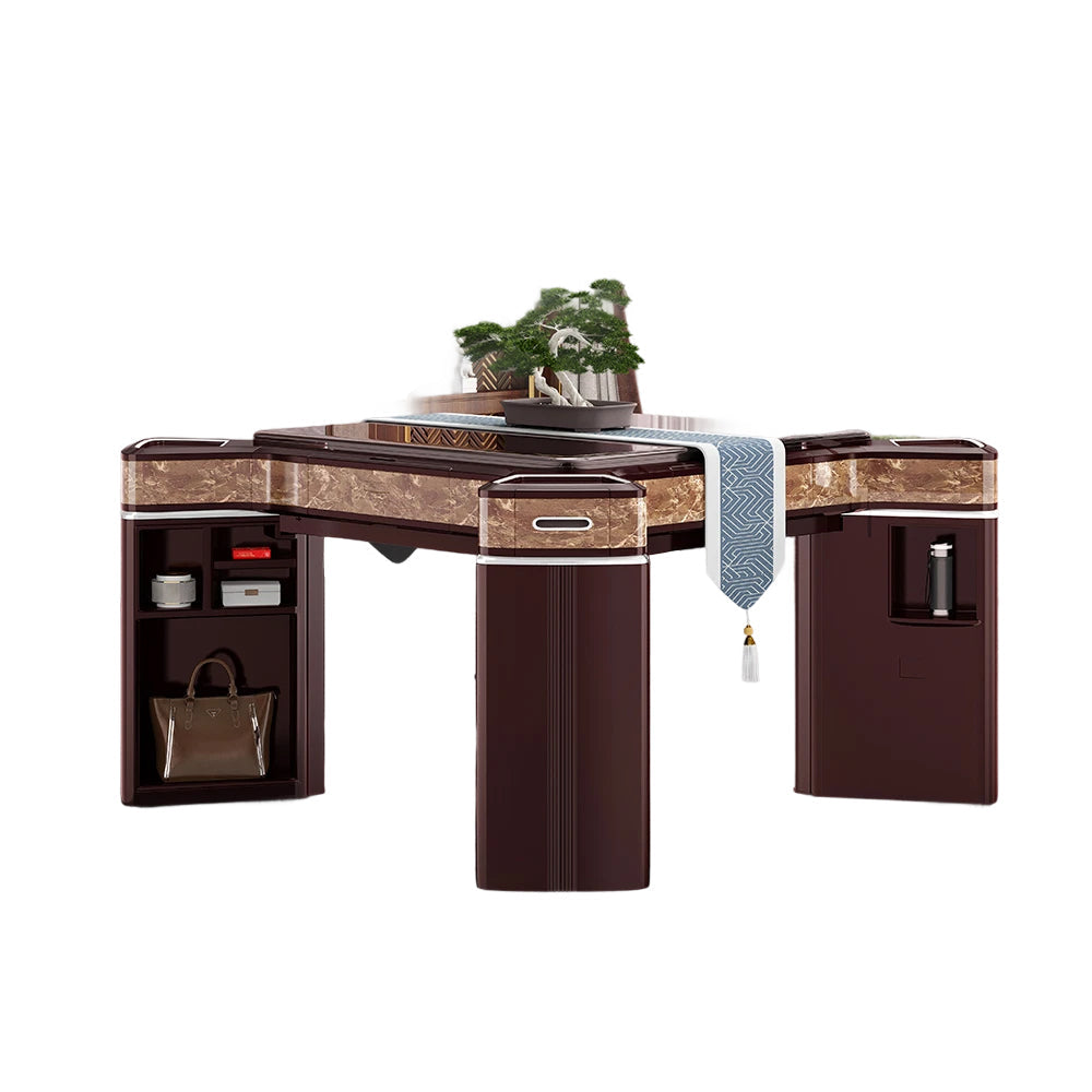 HEXJON JLS Luxurious Low Noise Foldable Automatic Mahjong Table/Dining Table With Cover and Storage Boxes