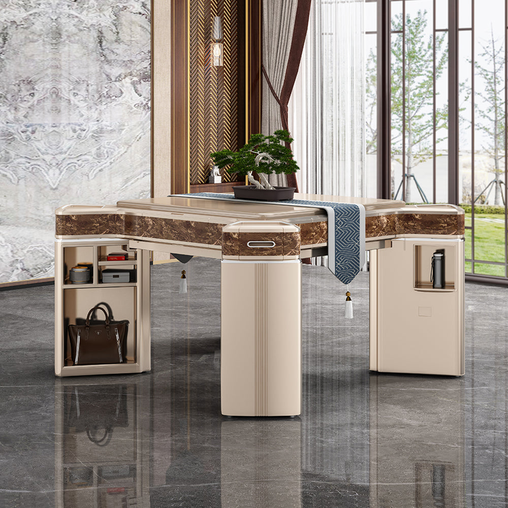 HEXJON JLS Luxurious Low Noise Foldable Automatic Mahjong Table/Dining Table With Cover and Storage Boxes