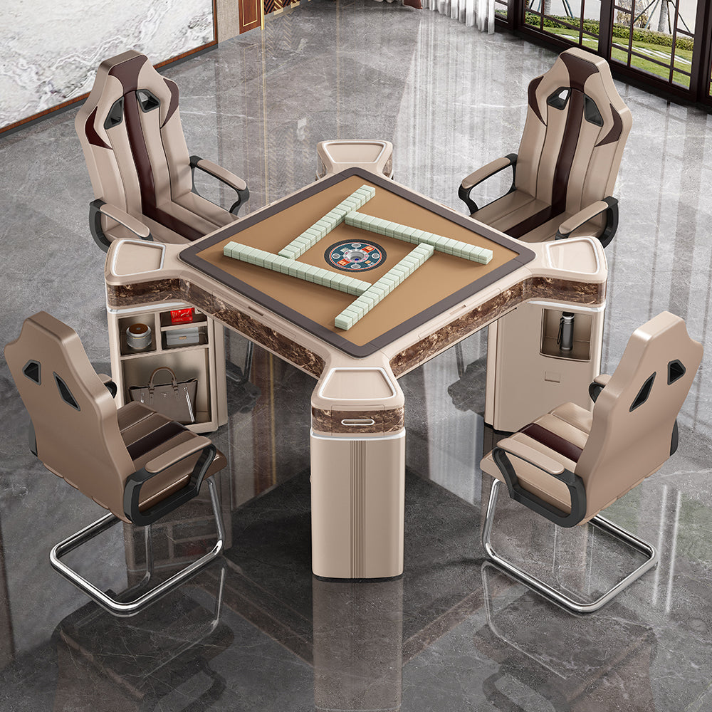 HEXJON JLS Luxurious Low Noise Foldable Automatic Mahjong Table/Dining Table With Cover and Storage Boxes