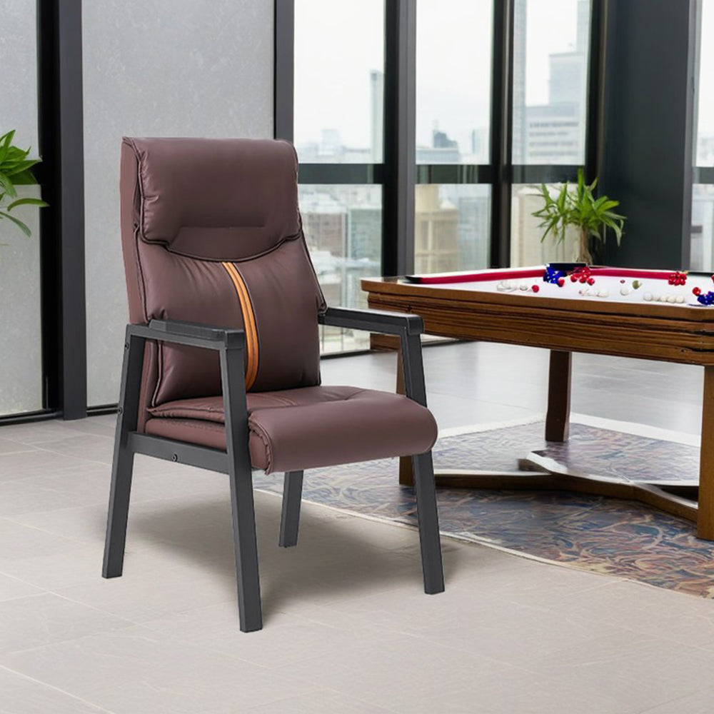 HEXJON Luxurious Comfortable Seat 4-Piece Chairs Set for Mahjong Table Carbon Steel Legs - Coffee