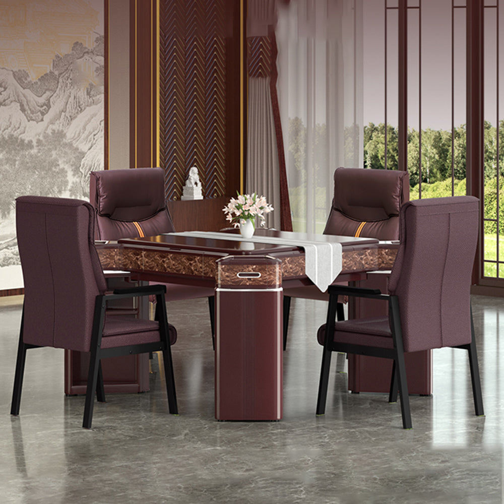 HEXJON Luxurious Comfortable Seat 4-Piece Chairs Set for Mahjong Table Carbon Steel Legs - Coffee