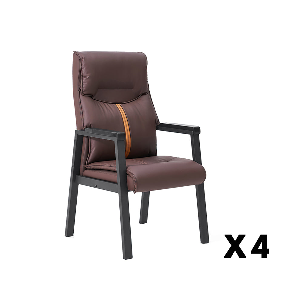 HEXJON Luxurious Comfortable Seat 4-Piece Chairs Set for Mahjong Table Carbon Steel Legs - Coffee