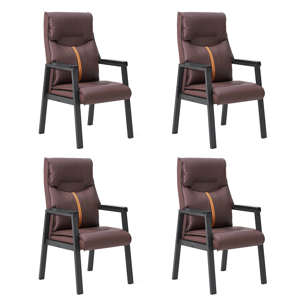 HEXJON Luxurious Comfortable Seat 4-Piece Chairs Set for Mahjong Table Carbon Steel Legs - Coffee