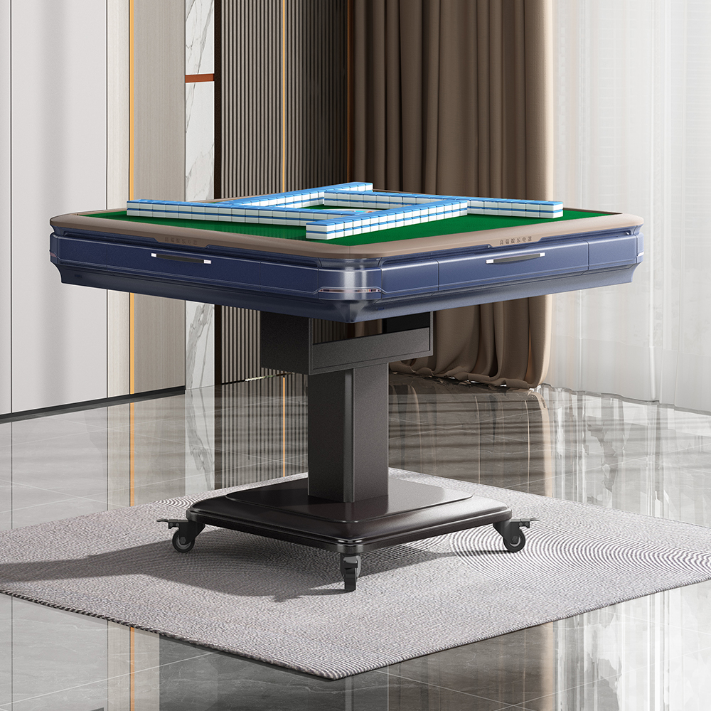 HEXJON X7 Silent Foldable Mahjong Table - Jewel Blue With Cover Plate And Cup Holder