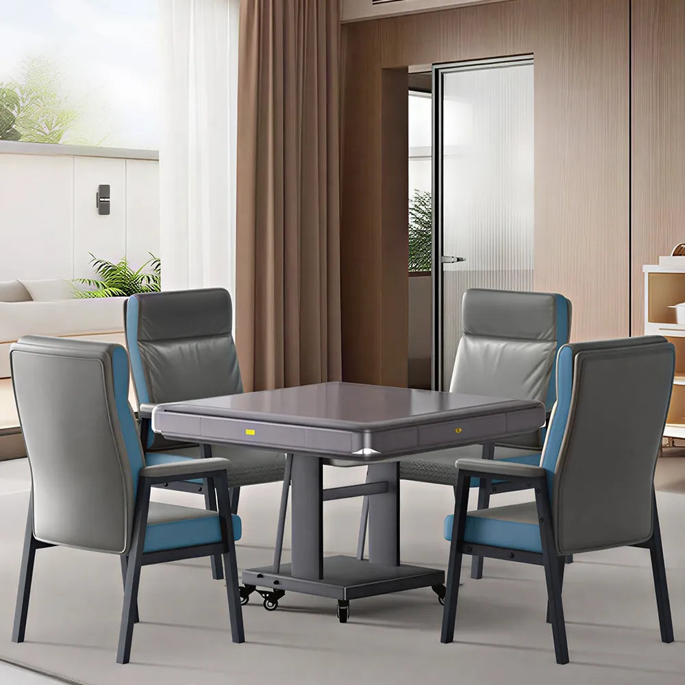 HEXJON No.40 Automatic Mahjong Table - Ultra-Low-Noise Double-Folding Anti-Tip Design, 100cm Compact Game Table - Grey
