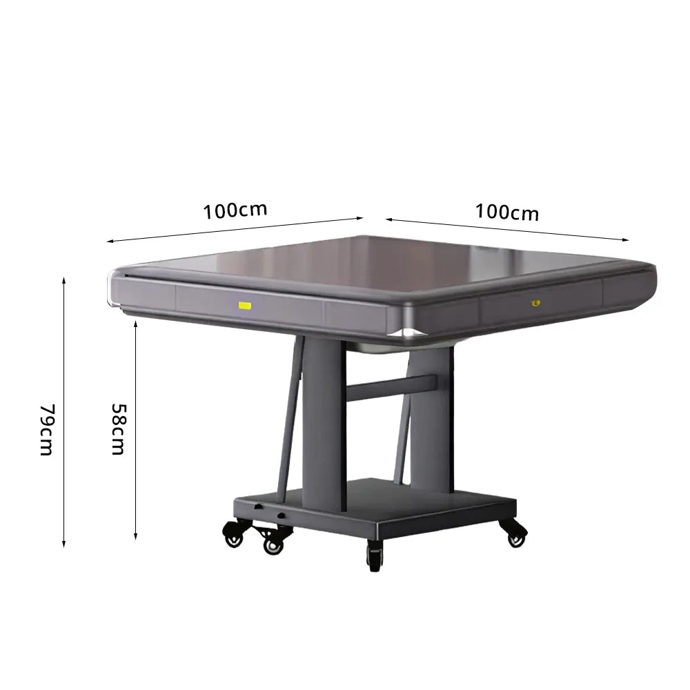 HEXJON No.40 Automatic Mahjong Table - Ultra-Low-Noise Double-Folding Anti-Tip Design, 100cm Compact Game Table - Grey