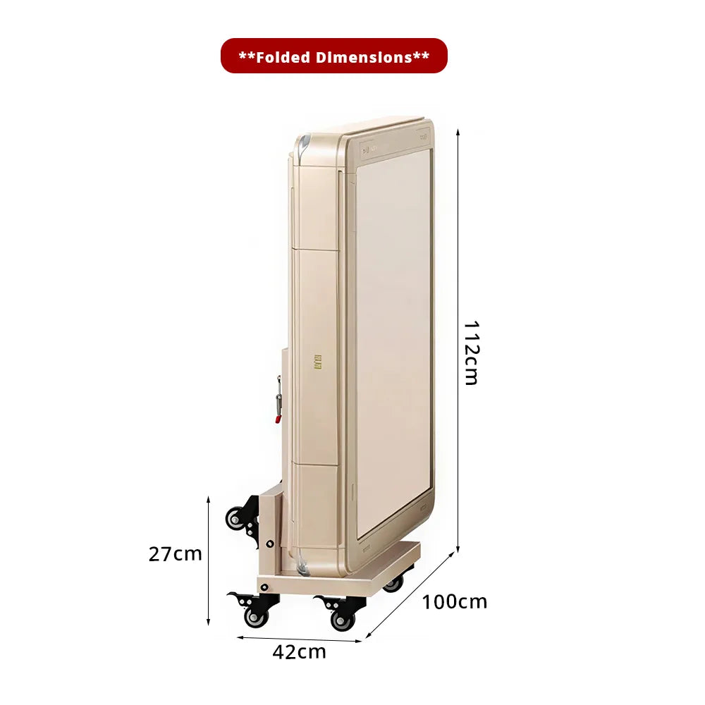 HEXJON No.40 Automatic Mahjong Table - Ultra-Low-Noise Double-Folding Anti-Tip Design, 100cm Compact Game Table - Gold