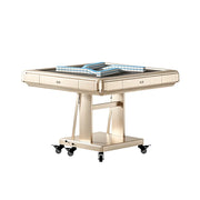 HEXJON No.40 Automatic Mahjong Table - Ultra-Low-Noise Double-Folding Anti-Tip Design, 100cm Compact Game Table - Gold