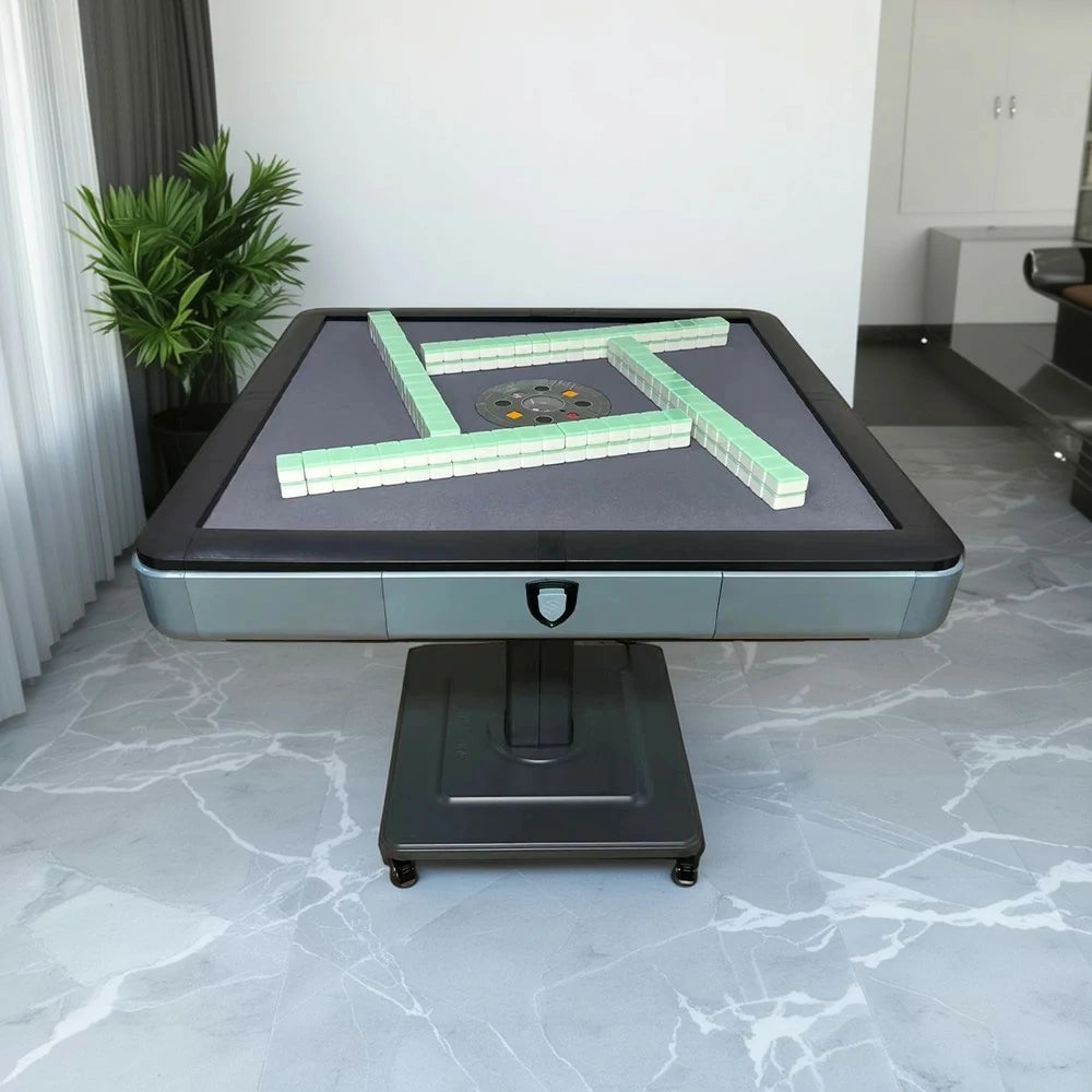 HEXJON No.36 Automatic Mahjong Table - Foldable Low-Noise Design, Premium Wool Felt Surface, 94cm Square Game Table - Blue