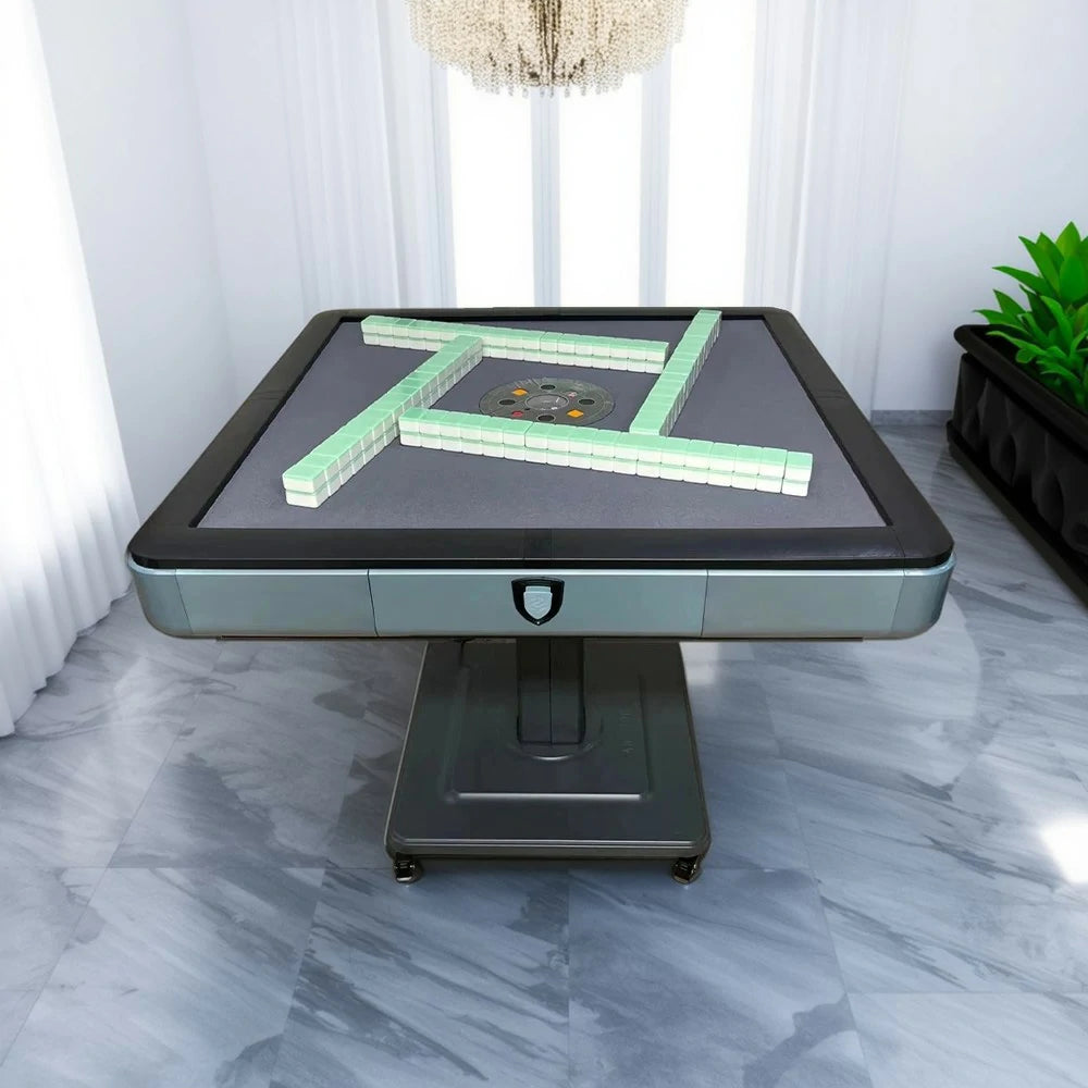 HEXJON No.36 Automatic Mahjong Table - Foldable Low-Noise Design, Premium Wool Felt Surface, 94cm Square Game Table - Blue