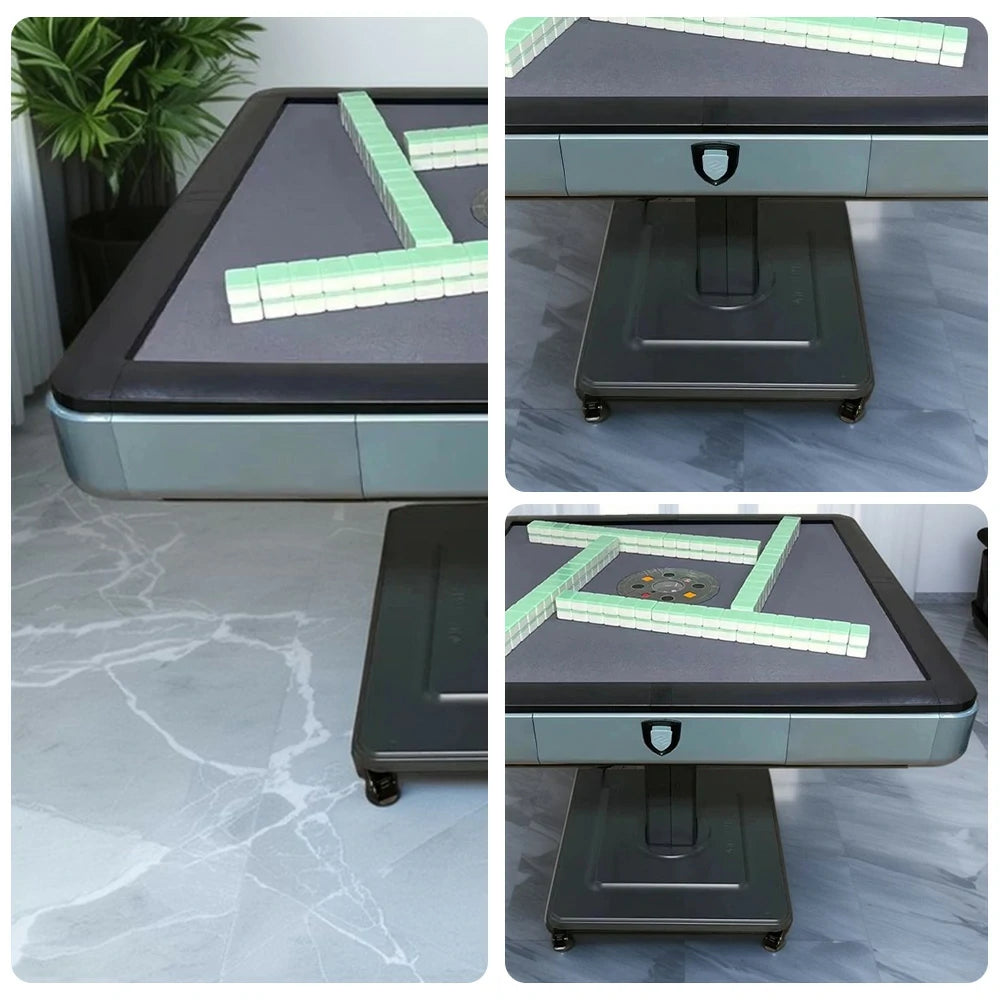 HEXJON No.36 Automatic Mahjong Table - Foldable Low-Noise Design, Premium Wool Felt Surface, 94cm Square Game Table - Blue