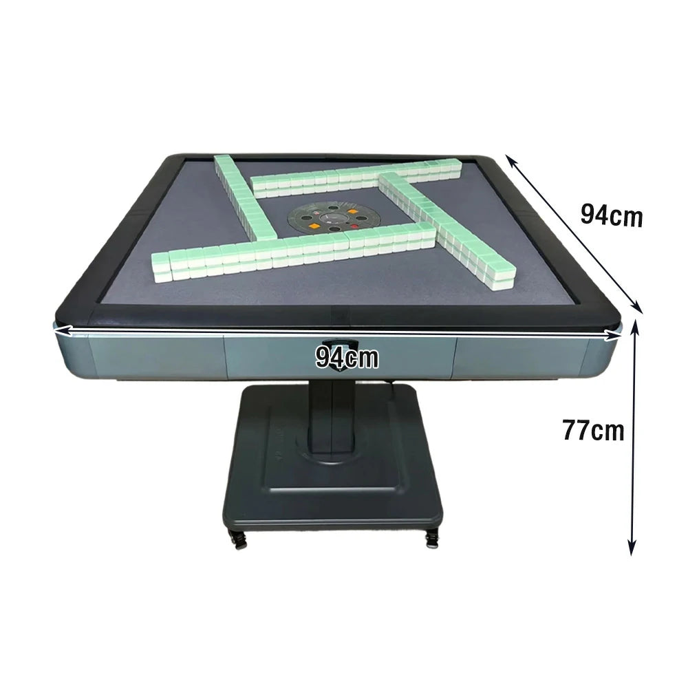 HEXJON No.36 Automatic Mahjong Table - Foldable Low-Noise Design, Premium Wool Felt Surface, 94cm Square Game Table - Blue