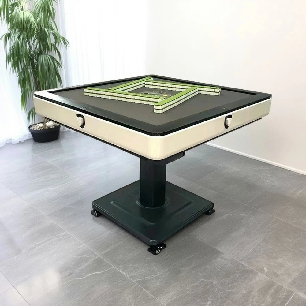HEXJON No.36 Automatic Mahjong Table - Foldable Low-Noise Design, Premium Wool Felt Surface, 94cm Square Game Table - White