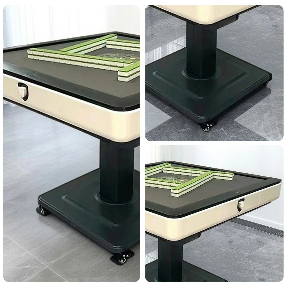 HEXJON No.36 Automatic Mahjong Table - Foldable Low-Noise Design, Premium Wool Felt Surface, 94cm Square Game Table - White