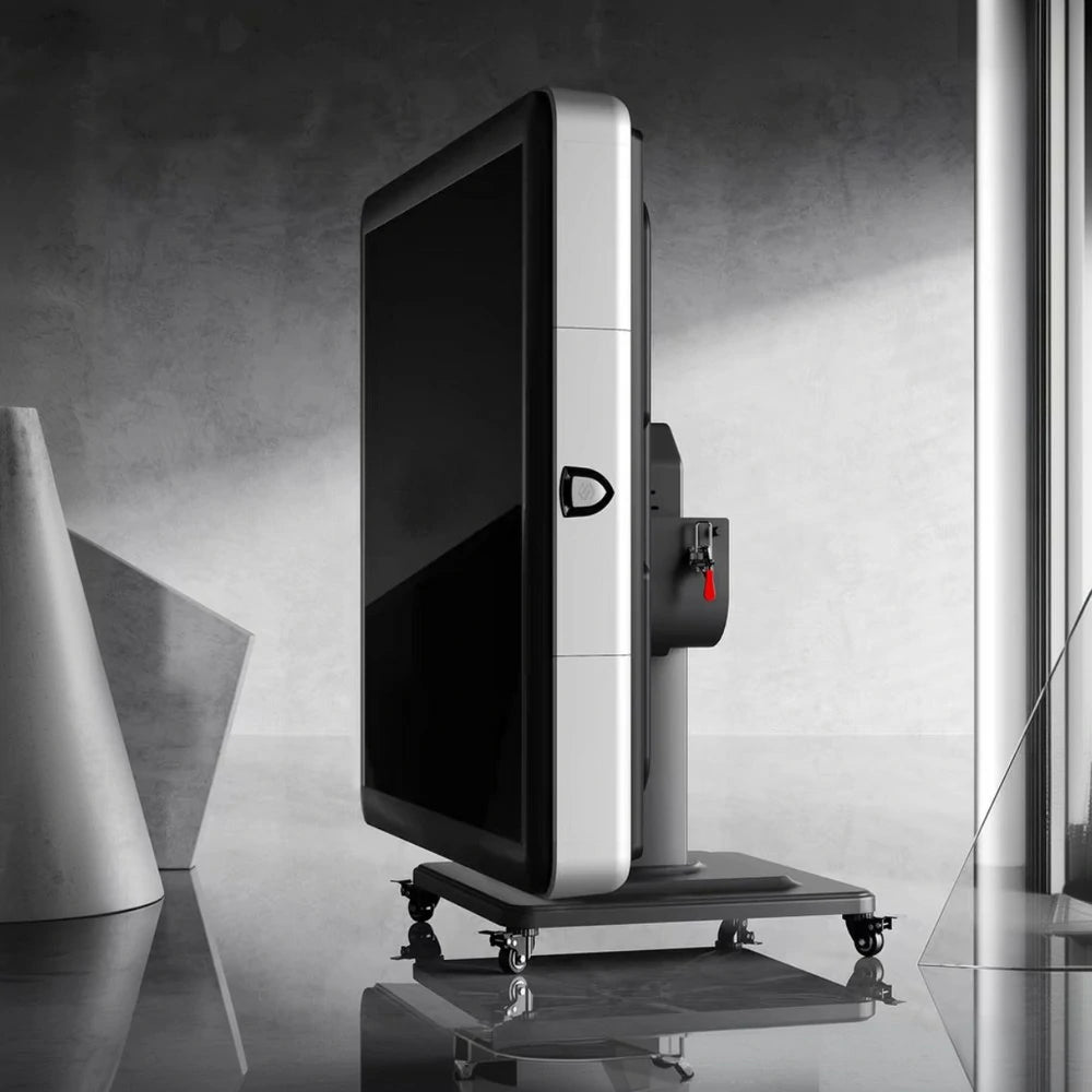 HEXJON No.36 Automatic Mahjong Table - Foldable Low-Noise Design, Tempered Glass Top, Premium Wool Felt Surface, 94cm Square - White