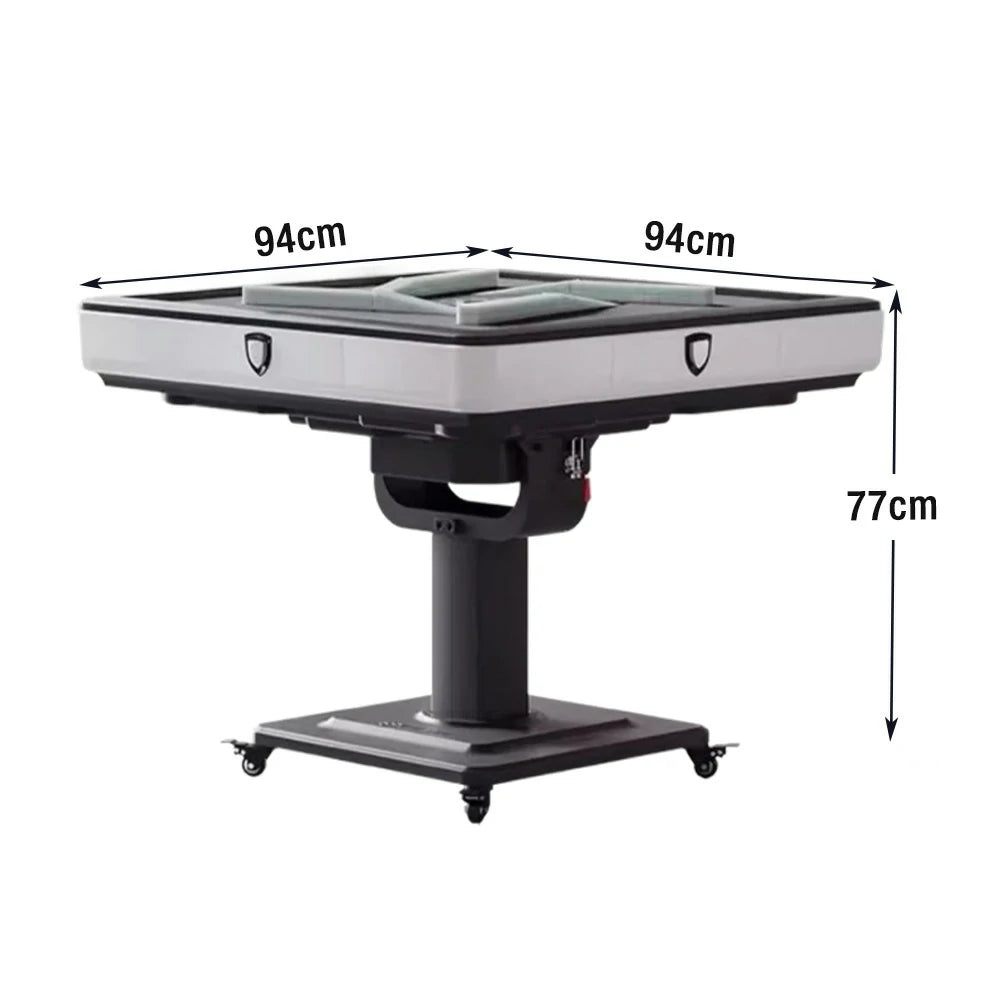 HEXJON No.36 Automatic Mahjong Table - Foldable Low-Noise Design, Tempered Glass Top, Premium Wool Felt Surface, 94cm Square - White