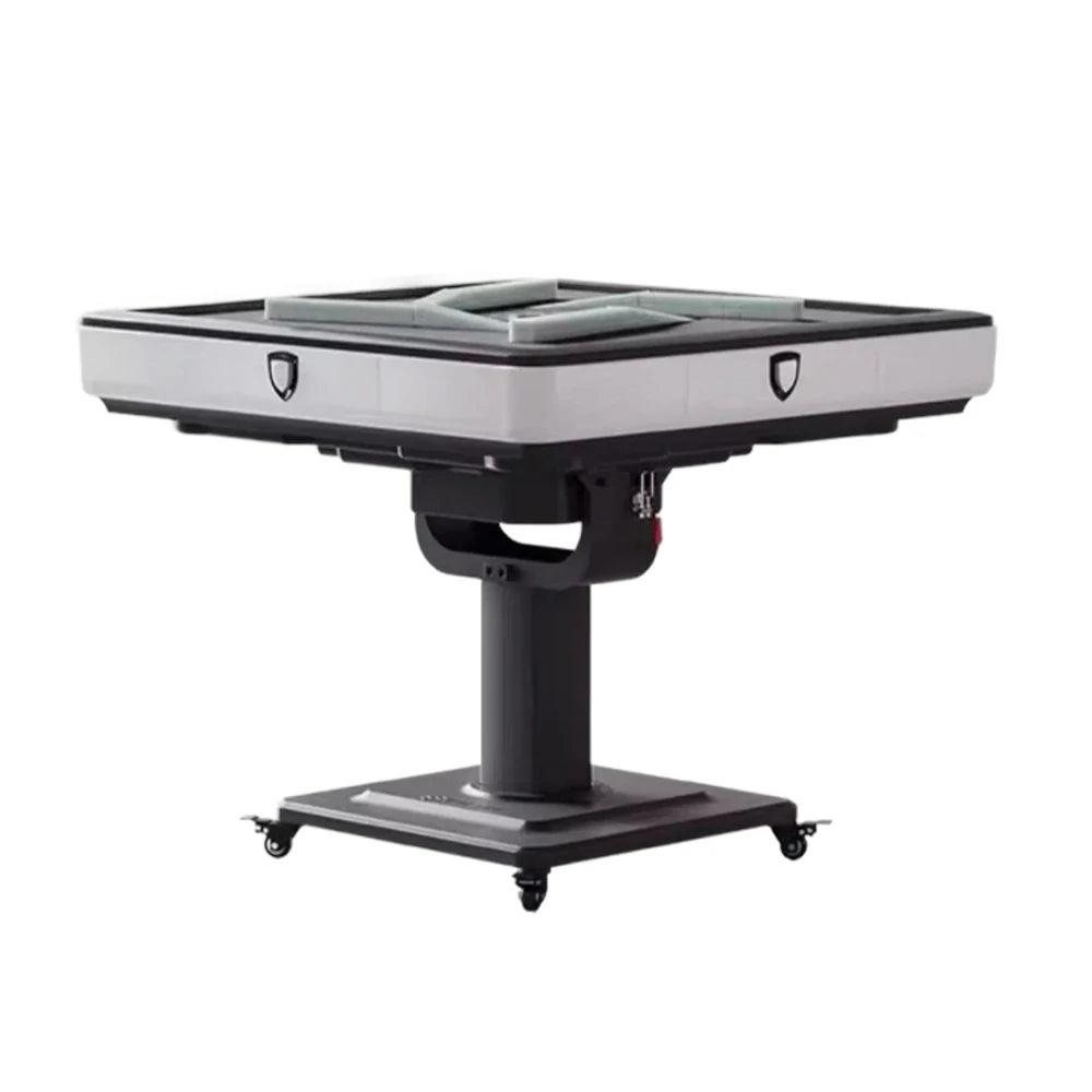 HEXJON No.36 Automatic Mahjong Table - Foldable Low-Noise Design, Tempered Glass Top, Premium Wool Felt Surface, 94cm Square - White