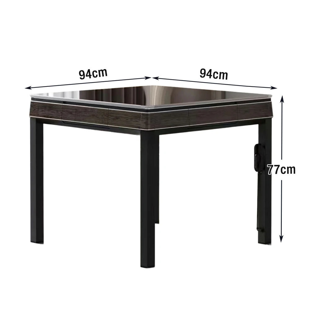 HEXJON No.36 Automatic Mahjong Table - Jade-Style Tiles, Ultra-Slim Low-Noise Enclosed Design, Wool Felt Top, 94cm Compact Game Table - Brown