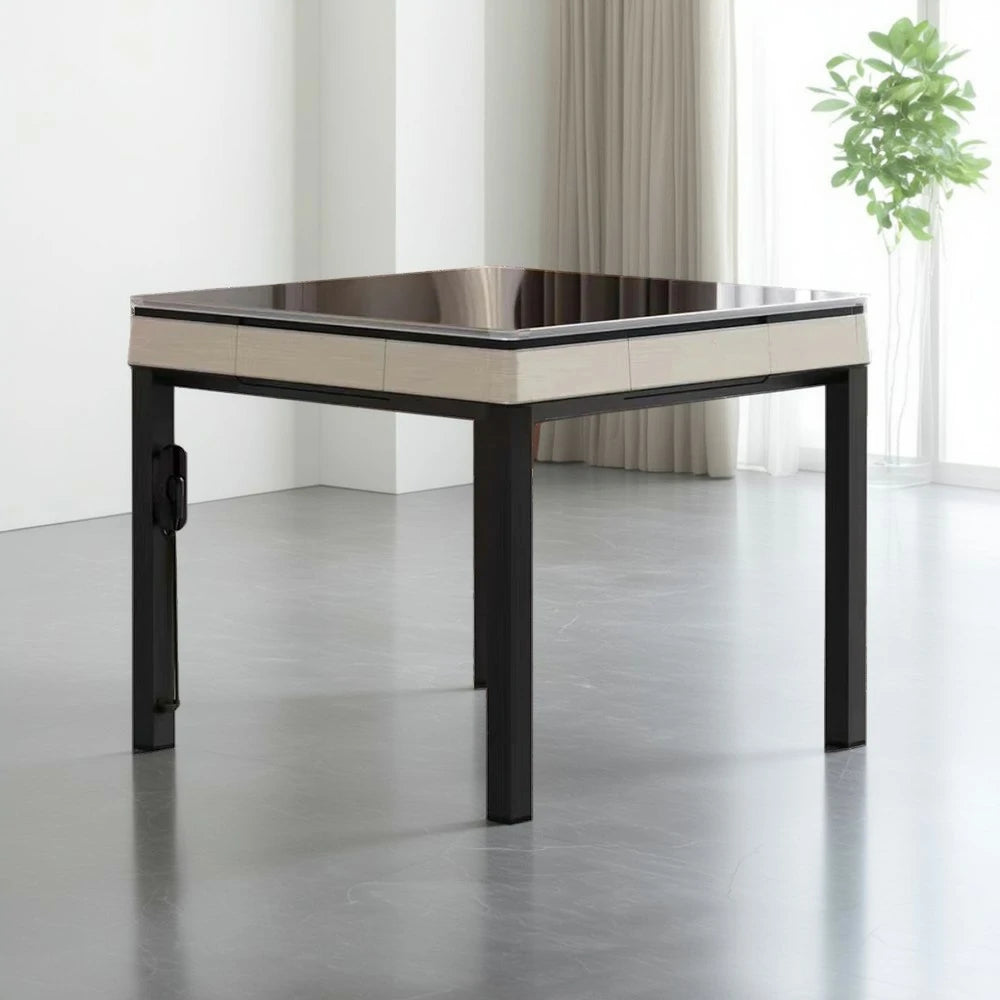 HEXJON No.36 Automatic Mahjong Table - Jade-Style Tiles, Ultra-Slim Low-Noise Enclosed Design, Wool Felt Top, 94cm Compact Game Table - Gold